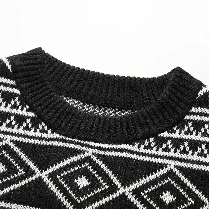 New Trendy Casual Jacquard Knitted Loose Pullover Sweater unisex - EX-STOCK CANADA
