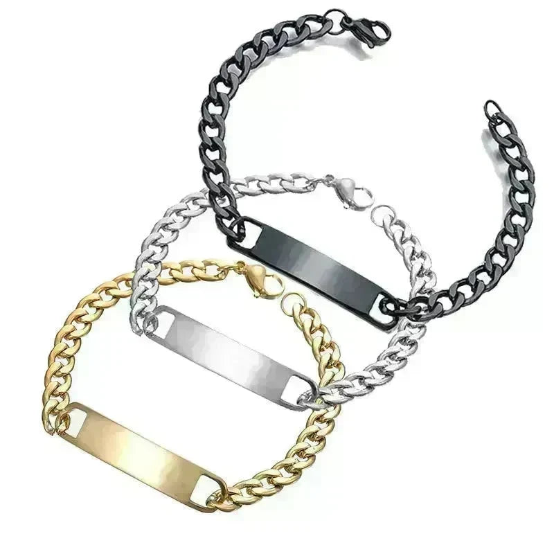 DIY Laser Engraved Stainless Steel Couple Bracelet Bracelet Jewelry - EX-STOCK CANADA