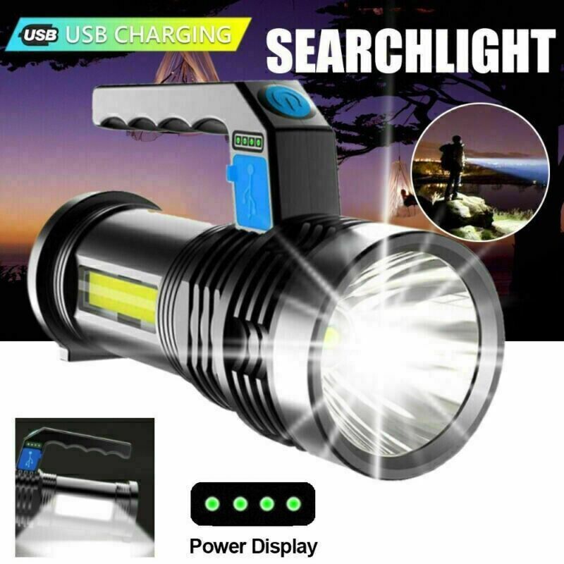 LED Flashlight USB Rechargeable Torch COB Spotlight Camping Light High Lumens Emergency Lamp 3 Modes Waterproof EX-STOCK