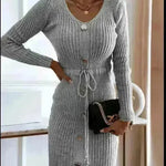 Autumn Winter Cashmere Slim fit Knitted Mini Sweater Dress - EX-STOCK CANADA