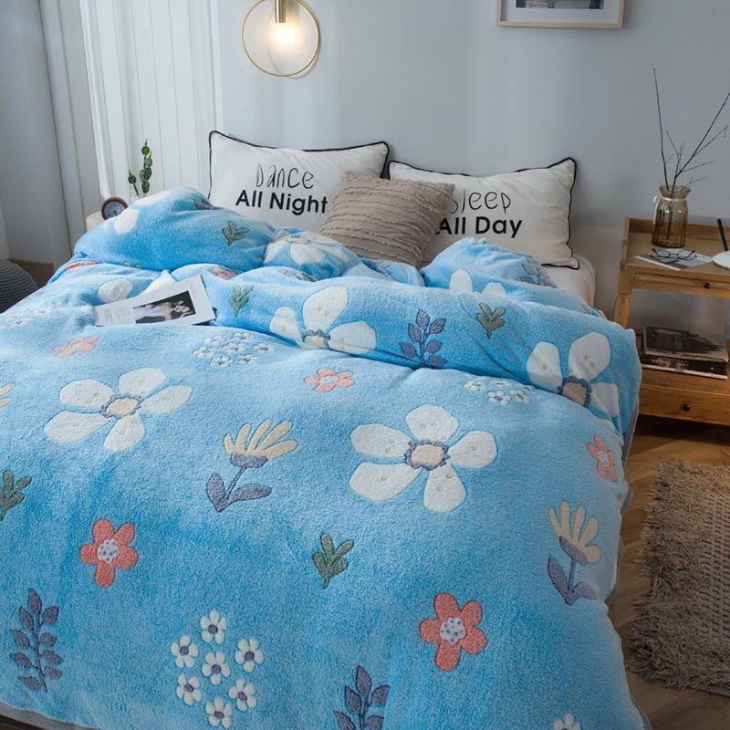 Plush Thick Snowflake Duvet Cover Single Piece Flannel EX-STOCK Canada 