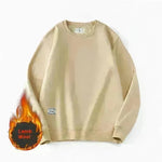 Fleece-lined Teens Oversized Winter cotton Pullover tops Round neck Sweatshirt - EX-STOCK CANADA