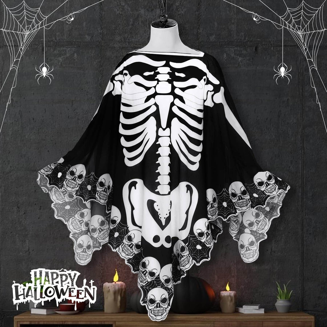 Halloween Lace Poncho Plus Size Halloween Skeleton Cape Day Of The Dead Costumes For Women 59 Inches X 59 Inches -Selling On Amazon Is Prohibited EX-STOCK