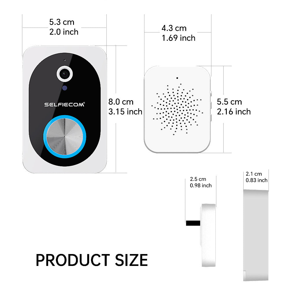 D10 Intelligent Wireless Doorbell Camera With Rechargeable Battery, Two-way Audio, 2.4G Wi Fi, APP Remote Intercom, Free Rolling Cloud Storage Built-in Battery EX-STOCK