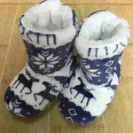 Zapatos de piso de alce de Navidad zapatos de calcetines de interior calientes pelos de peluche zapatillas de casa