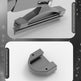 Two gray metal tools on a gradient background