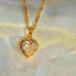Colorful Rhinestones Heart-shped Necklace Love Gold Clavicle Chain Ins Personalized Jewelry For Women Valentine's Day - EX-STOCK CANADA