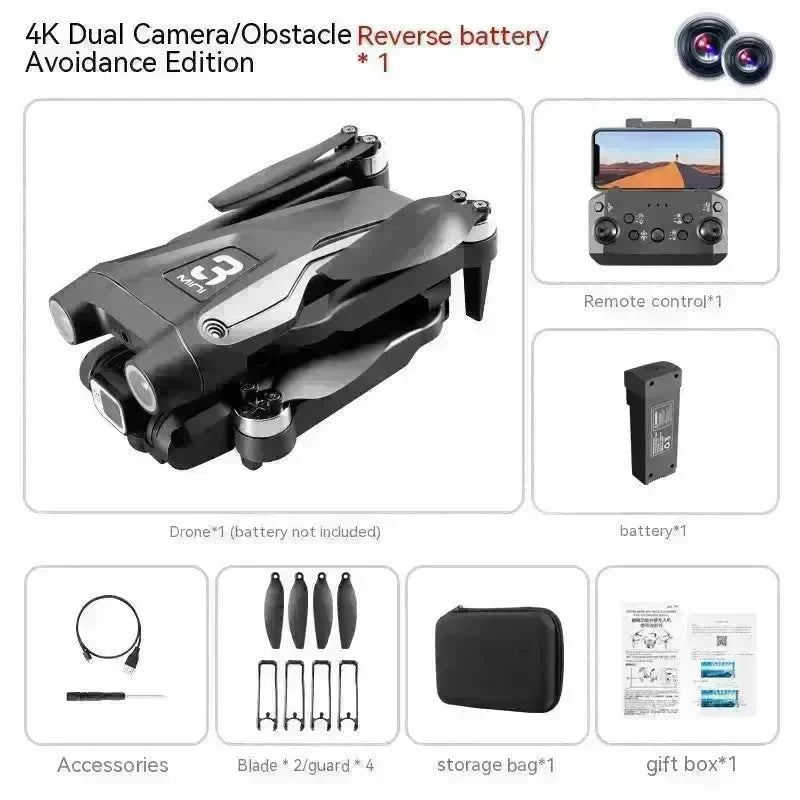 UAV Optical Flow Dual Camera Drone 480p Camera Obstacle Avoidance Aerial Photography Foldable Quadcopter EX-STOCK