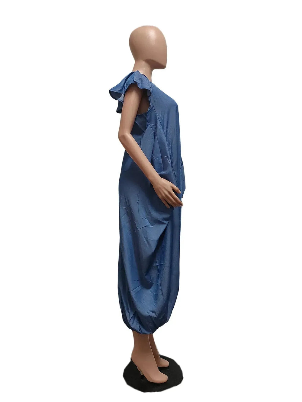 Fashion Faux Denim Large Pocket Loose Dress - EX-STOCK CANADA