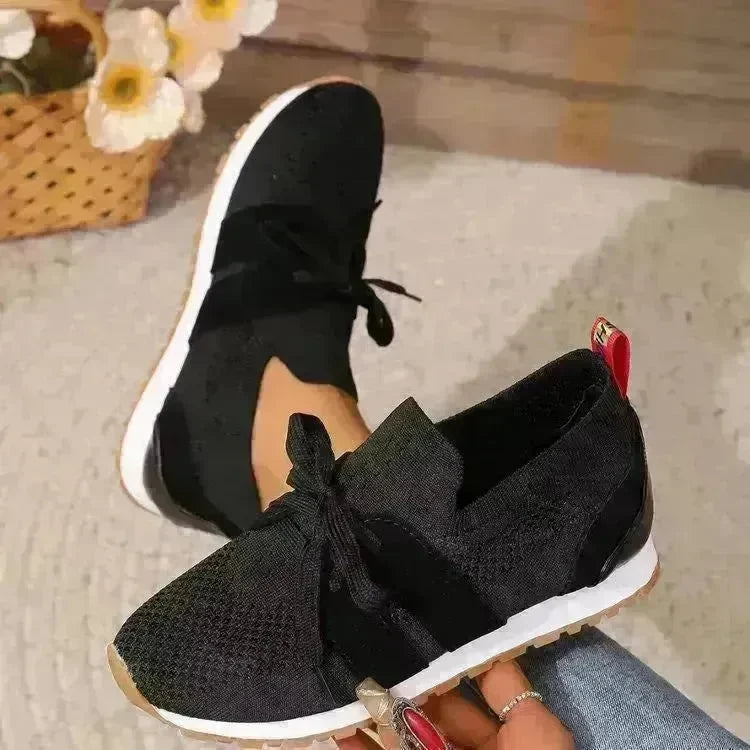 New Lace Up Mesh Flats Shoes For Women Breathable Casual Breathable Walking Wedges Sneaker Shoes for Women - EX-STOCK CANADA