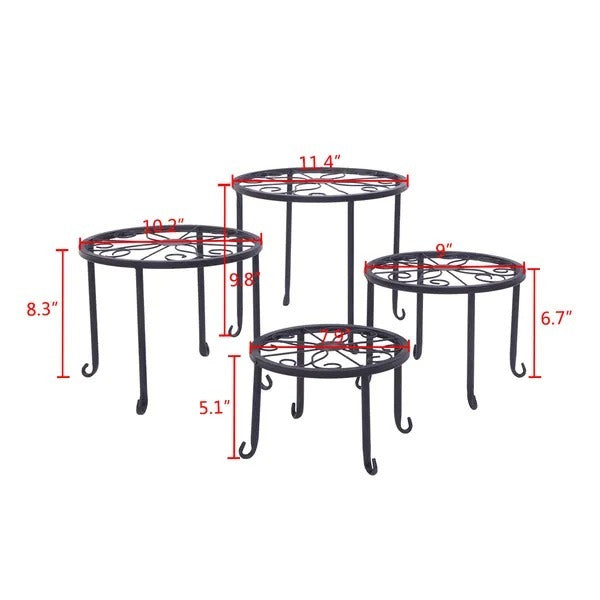 Metal Plant Stand 4 In 1 Potted Irons Planter Supports Floor Flower Pot Round Rack Display EX-STOCK
