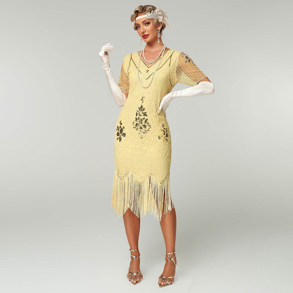 Handmade Embroidery Beads Sequin Tassel Fringed Dress - EX-STOCK Canada