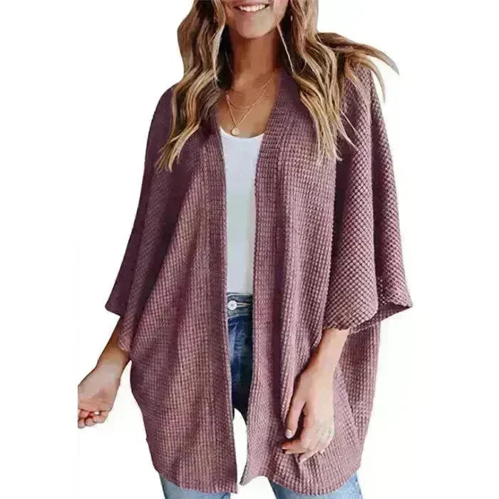 Short Sleeve Waffle Gerson Winter Fleece Women's Cardigan - EX-STOCK CANADA