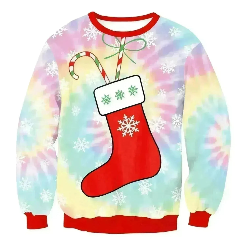 Autumn Winter Fashion Ugly Christmas Sweater Santa Elf Funny Pullover Womens Mens Print Sweaters Tops Clothing - EX-STOCK CANADA
