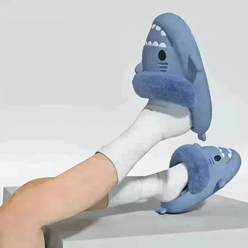 Winter Shark Slippers Detachable Warm Fuzzy Slippers Bedroom House Shoes Women - EX-STOCK CANADA
