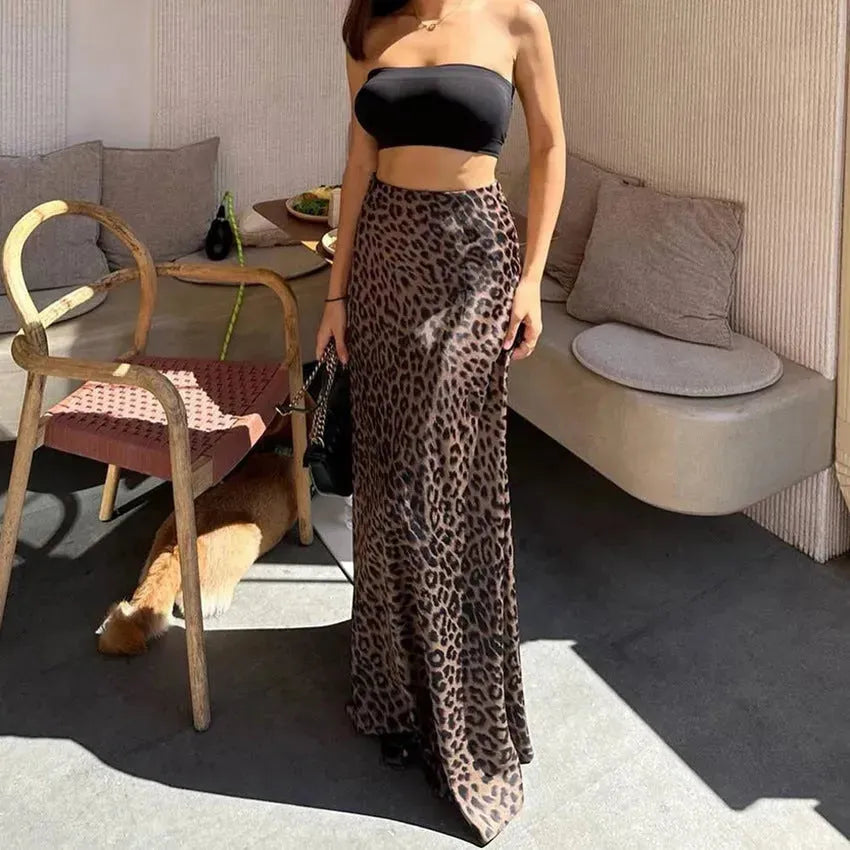 Leopard Long Skirt Fashion Mermaid Skirt Womens Clothing - EX-STOCK CANADA