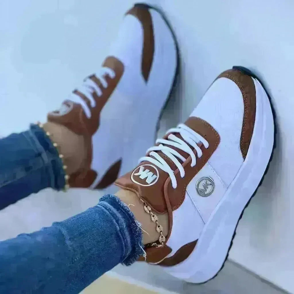 Casual Lace-up Sports Shoes Thick-soled Color-blocked Round-toe Platform Sneakers Outdoor Casual Walking Running Shoes - EX-STOCK CANADA