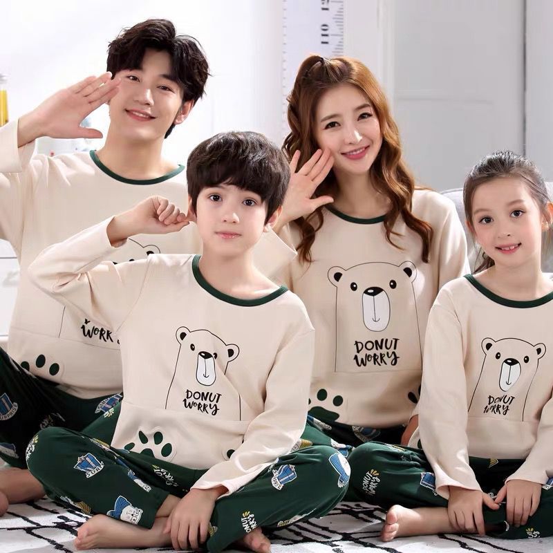 Parent-child Pajamas Cotton Long Sleeve Cartoon Children's Loungewear EX-STOCK