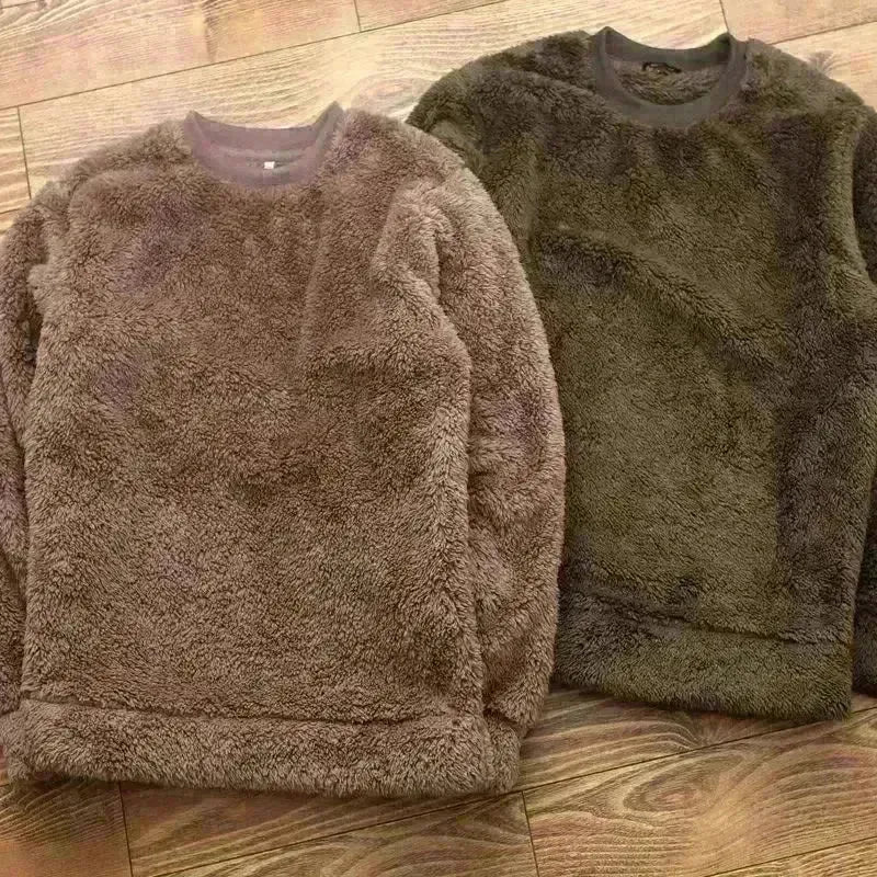 Autumn And Winter Plush Fuzzy Crewneck Pullover top for male - EX-STOCK CANADA
