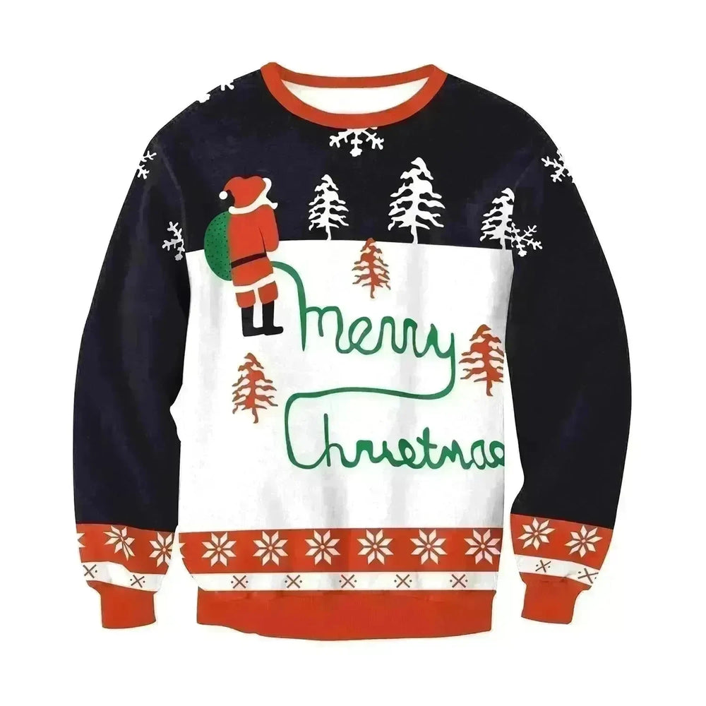 Autumn Winter Fashion Ugly Christmas Sweater Santa Elf Funny Pullover Womens Mens Print Sweaters Tops Clothing - EX-STOCK CANADA