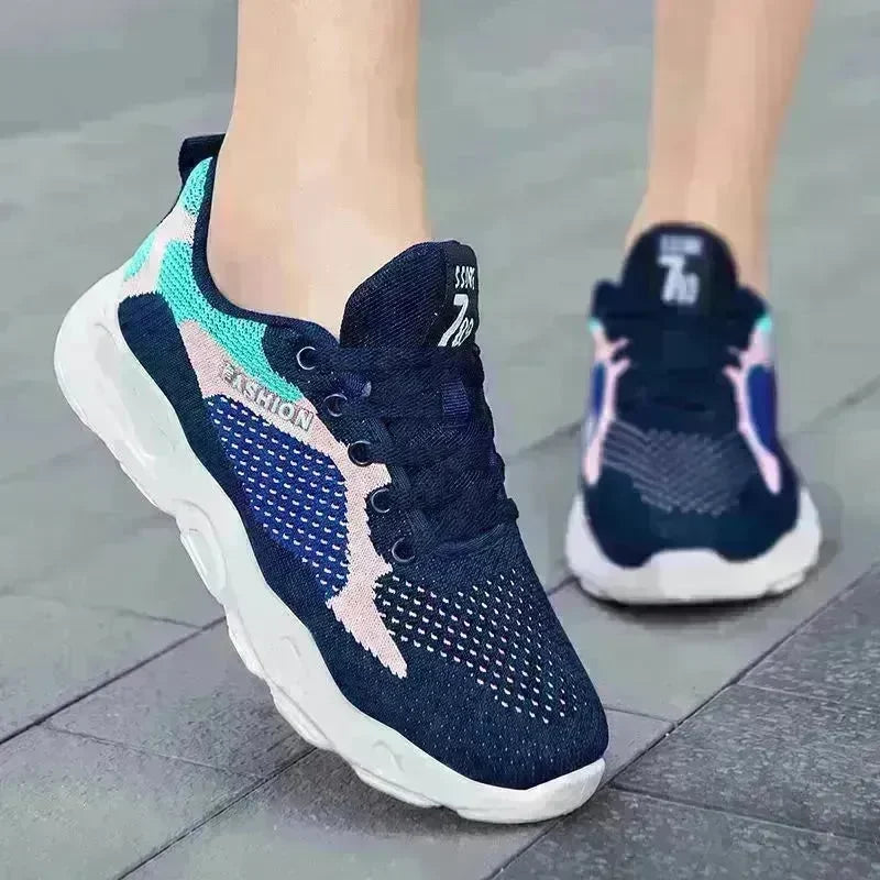 Casual Colorblock Lace-up Sneakers Girls Versatile Breathable Lightweight Walking Running Shoes - EX-STOCK CANADA
