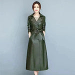 Vestido de cuero de cuero de manga larga Fit Slim Vestido de invierno formal