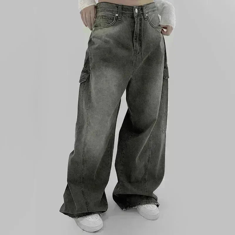 European And American Slimming High Waist Wide Legs Baggy Jeans Pant For Women - EX-STOCK CANADA