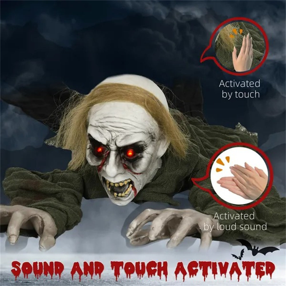 66 Outdoor Halloween Decoration Crawling Zombie, Animated Prop Decor With Sound Activated, Light Up Eyes EX-STOCK Canada 