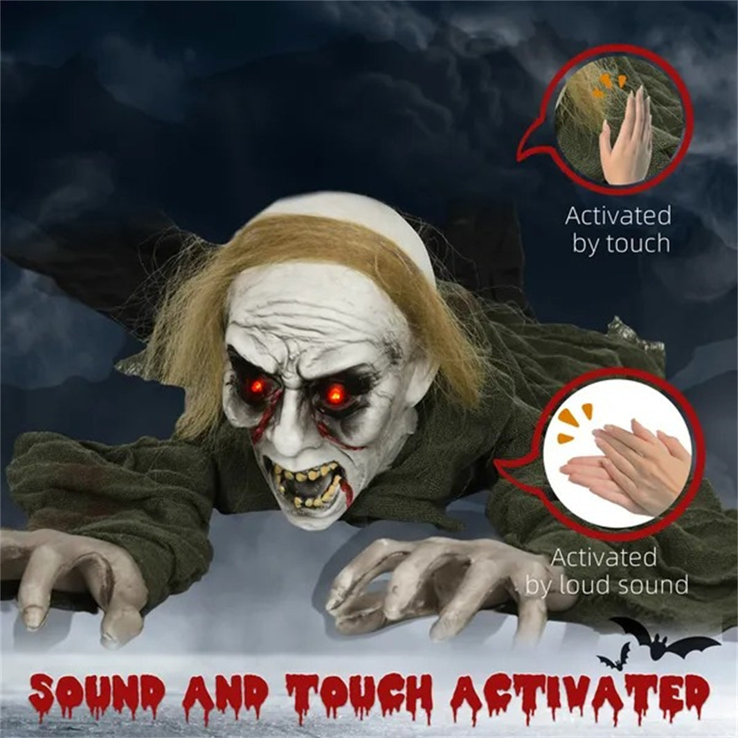 66 Outdoor Halloween Decoration Crawling Zombie, Animated Prop Decor With Sound Activated, Light Up Eyes EX-STOCK Canada 