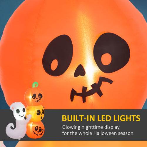 HOMCOM 5ft Inflatable Halloween Decoration Ghost And Pumpkin, Blow Up Outdoor LED Yard Display, Waterproof - EX-STOCK Canada