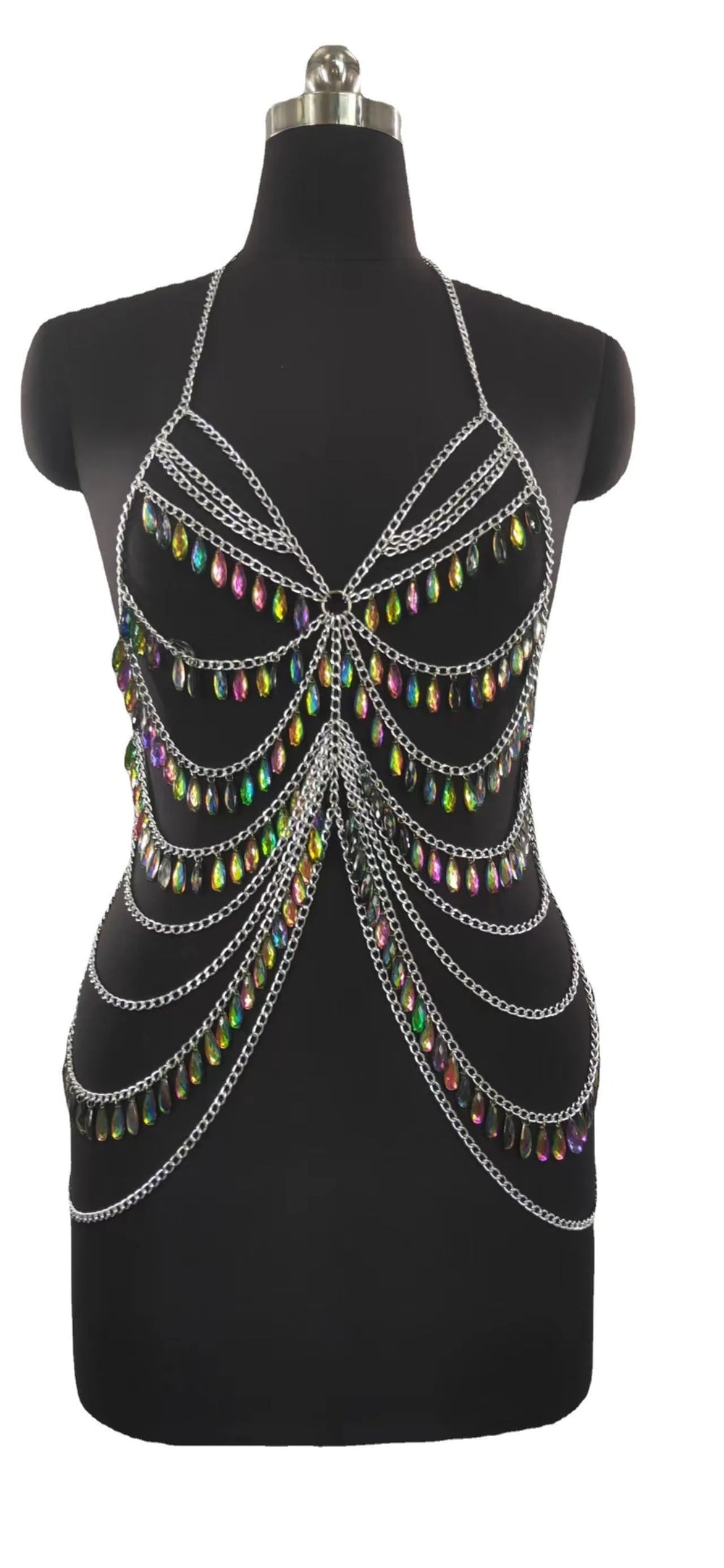 Nightclub Party Colorful  Crystal Body Chains for Stripers Lingerie Accessory - EX-STOCK CANADA