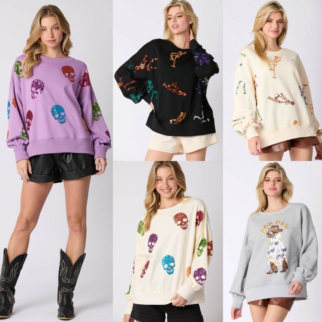 Women's Halloween Skull Sequined Sweater Loose EX-STOCK