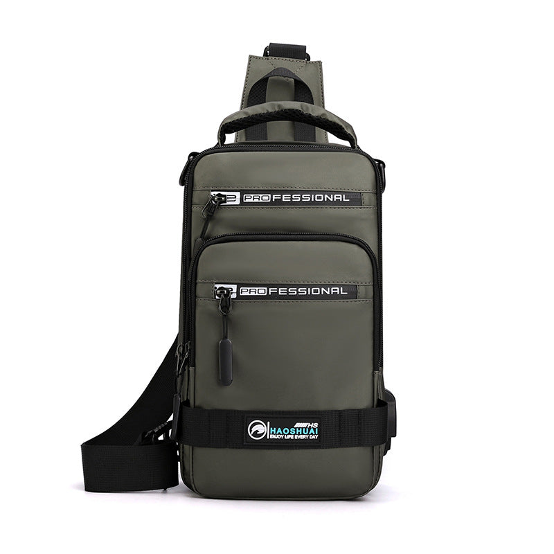 Green sling bag with 'PROFESSIONAL' branding on a white background