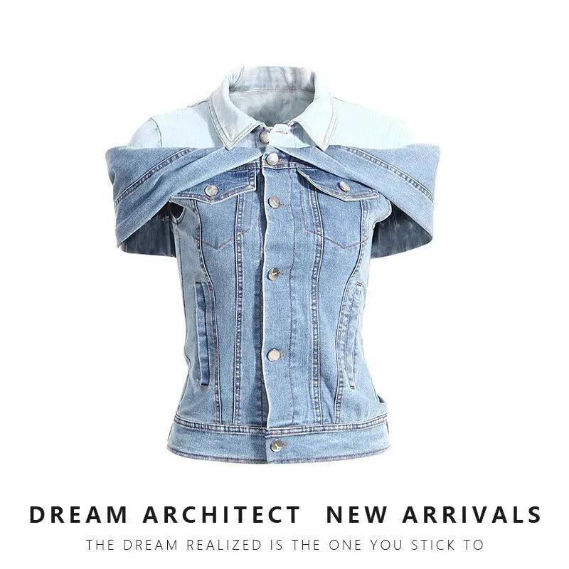 Sweet Cool Bandage Dress Shirt Slimming Denim jeans Shirt women - EX-STOCK CANADA