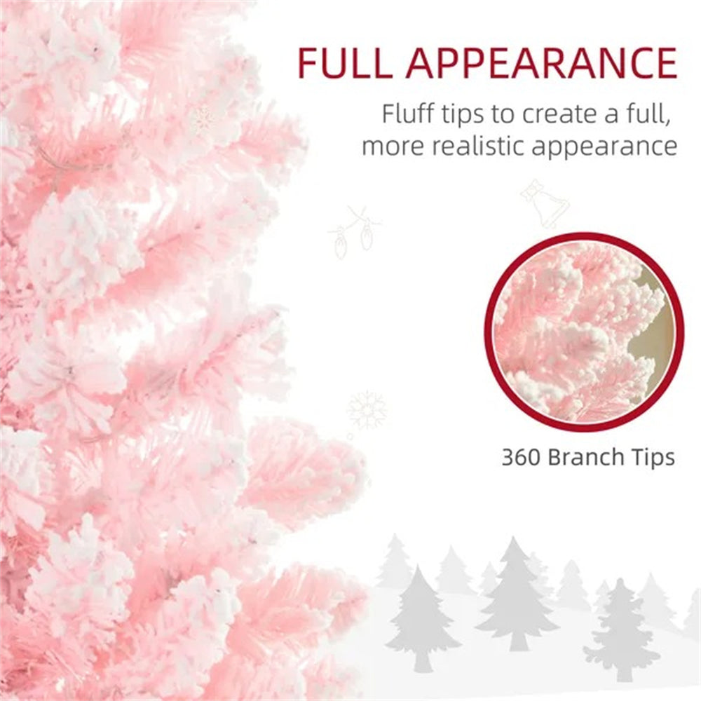 6' Flocked Christmas Trees, Pencil Prelit Artificial Christmas Tree With Snow Branches EX-STOCK Canada 