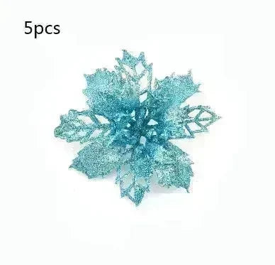 Glitter Artifical Christmas Flowers Christmas Tree Decorations For Home Fake Flowers Xmas Ornaments New Year Decor - EX-STOCK CANADA