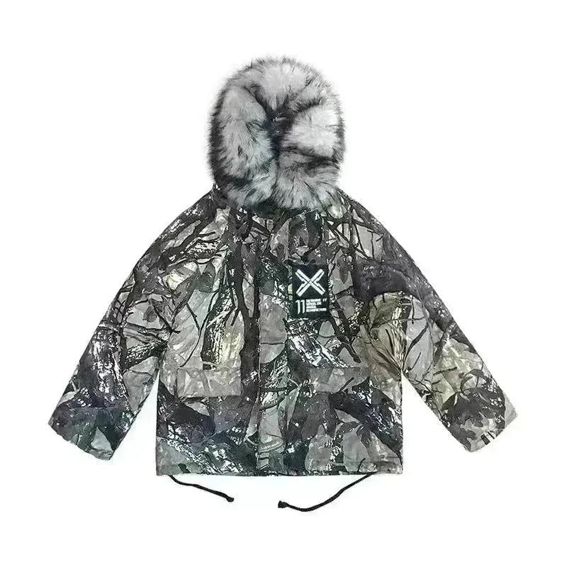 New Trendy Fashion Huge Fur Collar Winter Coat Jacket Unisex
