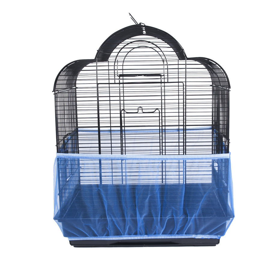Bird Cage Seed Catcher Net Skirt – Mesh Feeder Guard | Black, Blue, Green & White | S/M/L