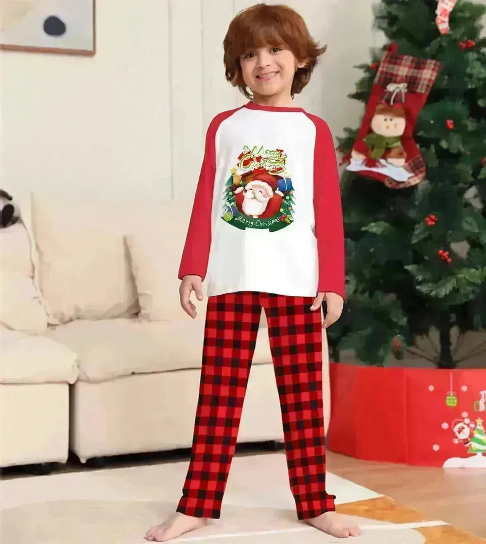 Christmas Parent-Child Clothes Set Long Sleeve T-Shirt Plaid Pants Family Matching Pajamas - EX-STOCK CANADA