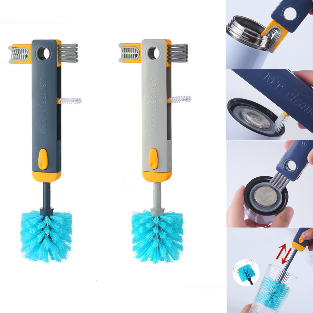 4 In 1 Bottle Gap Cleaner Brush Multifunctional Cup Cleaning Brushes Water Bottles Clean Tool Mini Silicone U-shaped Brush Kitchen Gadgets 