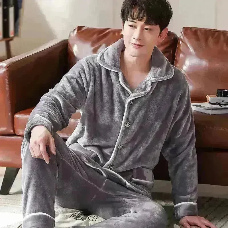 Flannel warm and thickened men's pajamas - EX-STOCK CANADA