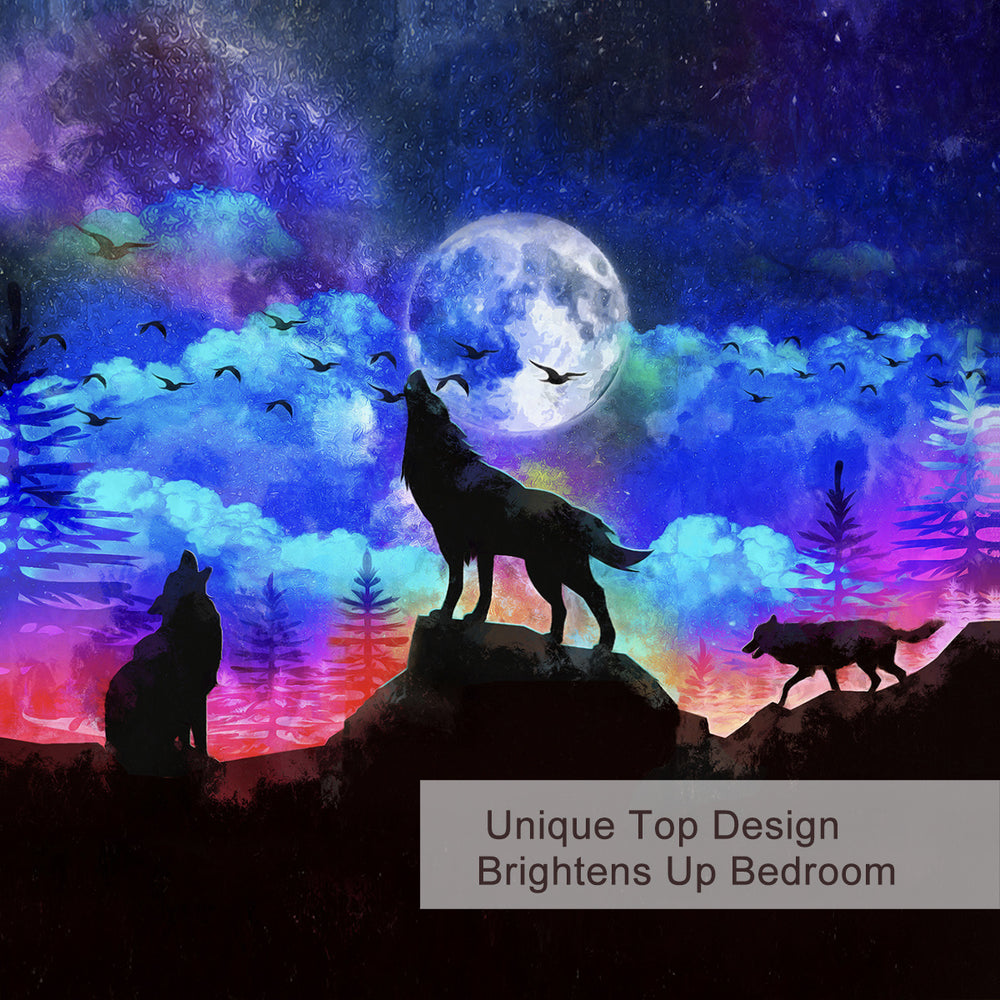 Moon Wolf Duvet Cover Set Single 3pcs Colorful Microfiber Kids Bedding Set EX-STOCK Canada 