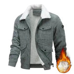 Chaqueta de vellón de solapa de invierno con bolsillos calientes espesos de algodón ropa para hombres