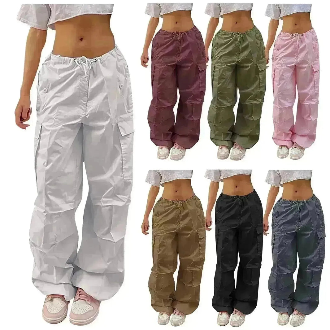 Pantaloni da carico casual per donne Colore solido Design tascabile Design Fashion Street Girls