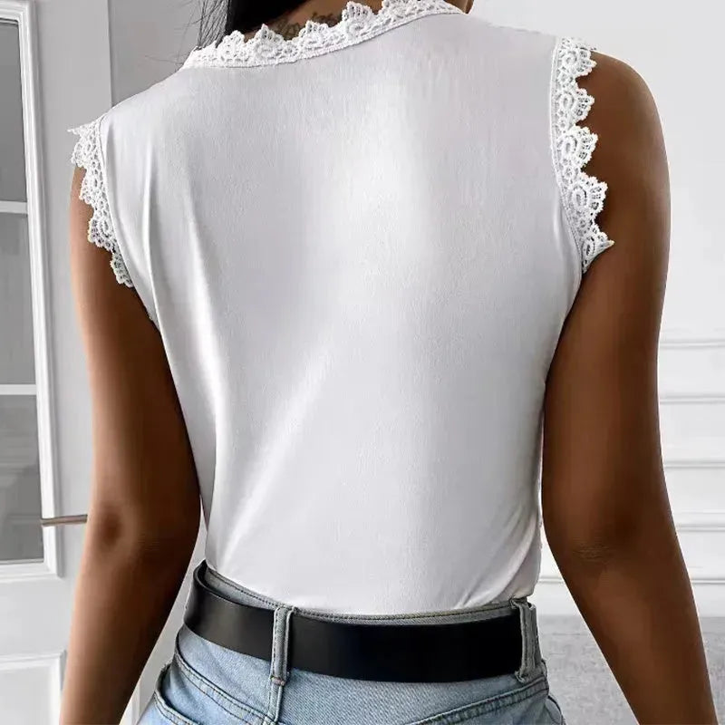 Elegant Women Summer Flowers Lace Blouse top