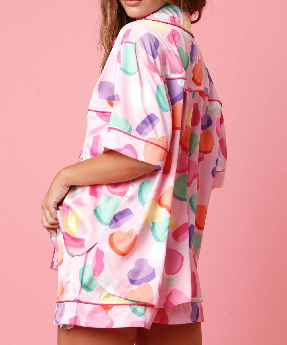 Satin Printed Two-piece Suit Pajamas For Women - EX-STOCK Canada