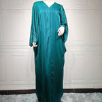 Vestido de moda musulmán Abaya, túnica negra, tela brillante con diseño, conjunto de dos piezas EX-STOCK Canada