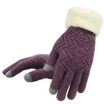 Guantes de lana de punto de invierno Guantes unisex Térmicos Guantes de piel falsa