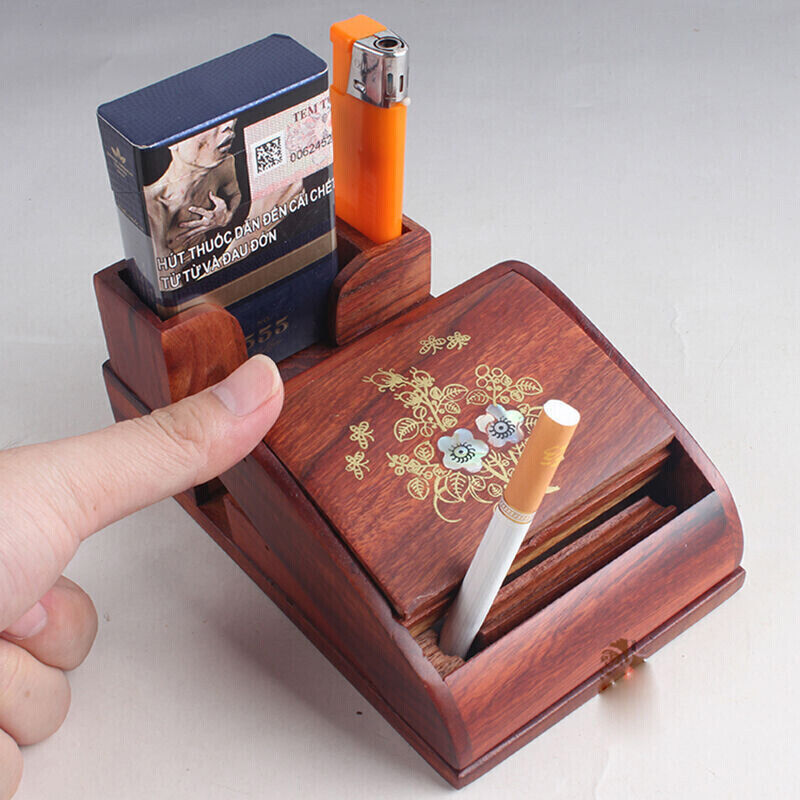 Wooden Cigarette Case With Automatic Cigarette Holder Rosewood