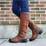 Round Toe Low Heel High Leg Boot - EX-STOCK CANADA